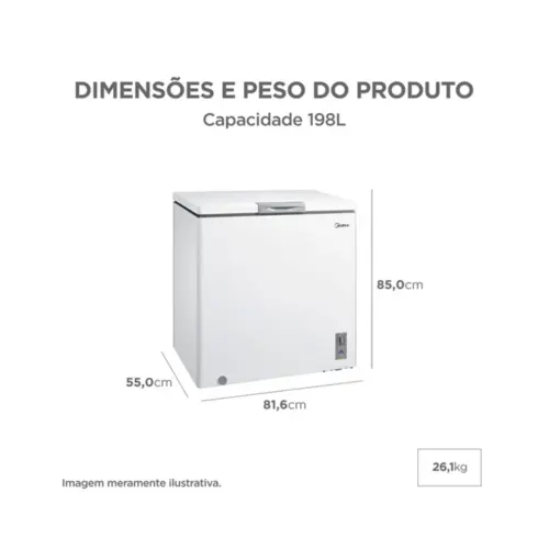 Freezer Midea Horizontal 198 Litros 1 Tampa Branco Bivolt