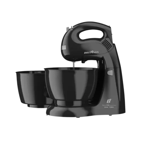 Batedeira Britania Perola 550w Turbo Double Bowl Preto 127V