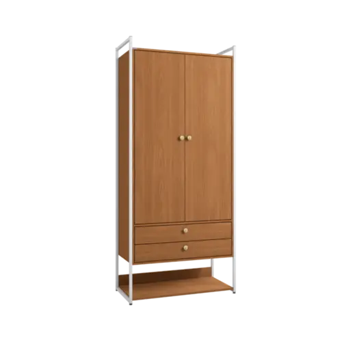 Armario Alto Kappesberg 2 Portas 2 Gavetas Canela Branco