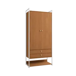 Armario Alto Kappesberg 2 Portas 2 Gavetas Canela Branco