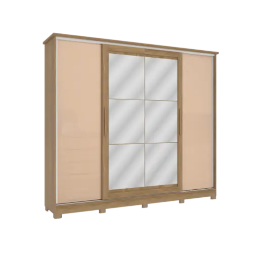 Roupeiro Kappesberg 100% MDF 4 Portas 4 Gavetas Com Espelho Canela Macadamia