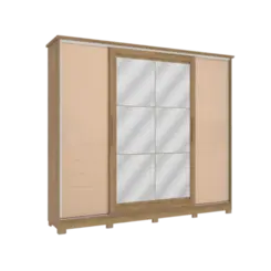 Roupeiro Kappesberg 100% MDF 4 Portas 4 Gavetas Com Espelho Canela Macadamia
