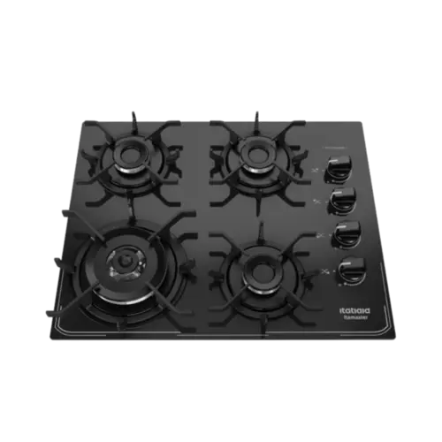 Cooktop Itatiaia Itamaster 4 Bocas Com Mesa De Vidro Tripla Chama Preto Bivolt