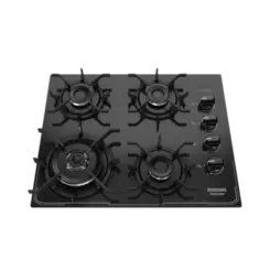 Cooktop Itatiaia Itamaster 4 Bocas Com Mesa De Vidro Tripla Chama Preto Bivolt