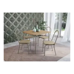 Sala De Jantar Kappesberg Lotus MDP Com 4 Cadeiras Suede Bege