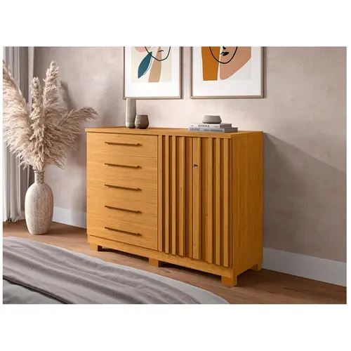 Comoda ACP Bella 5 Gavetas Com Sapateira Cinamomo