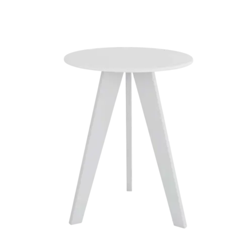 Mesa Lateral 100% MDF Retro Peroba Redonda Branco Brilho