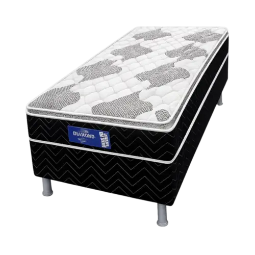 Cama Box Eurosono Solteiro 66x110x188 Diamond D28 Preto Branco