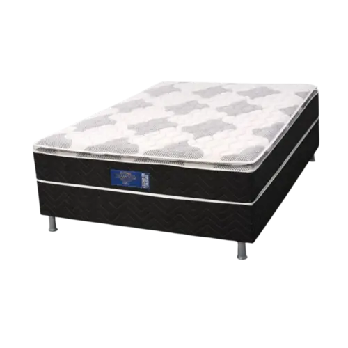 Cama Box Eurosono Casal 66x188x138 Diamond D28 Preto Branco