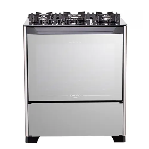 Fogao Dako Magister Style 5 Bocas com Frente em Vidro Espelhado e Mesa de Vidro Preto