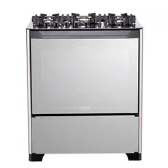 Fogao Dako Magister Style 5 Bocas com Frente em Vidro Espelhado e Mesa de Vidro Preto