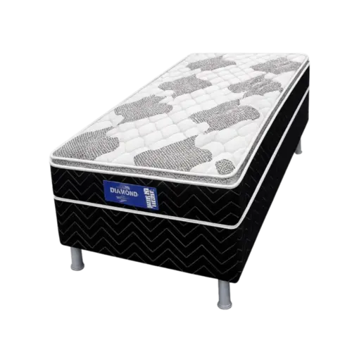 Cama Box Eurosono Solteiro 88X188X66 Diamond D28 Preto Branco
