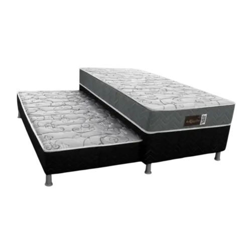 Bicama Eurosono Solteirao 48164 D28 ABNT Cama e Auxiliar  110X198X70 Molas Ensacadas Preto Cinza