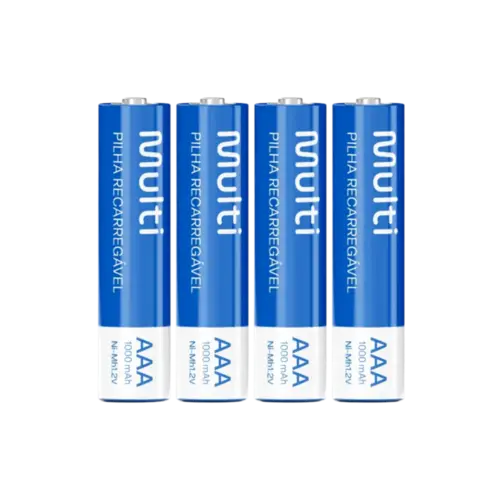 Pilhas Multi CB050 Recarregaveis AAA 1000Mah Com 4 Unidades Cinza