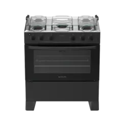 Fogao Atlas Milao Plus 5 Queimadores Com Mesa inox Acendimento Automatico Preto Bivolt
