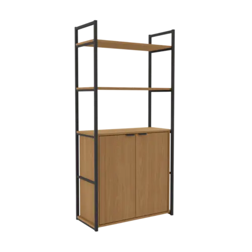 Estante Kappesberg Alta LI041CNPRF 2 Portas Canela Preto Fosco