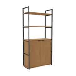Estante Kappesberg Alta LI041CNPRF 2 Portas Canela Preto Fosco