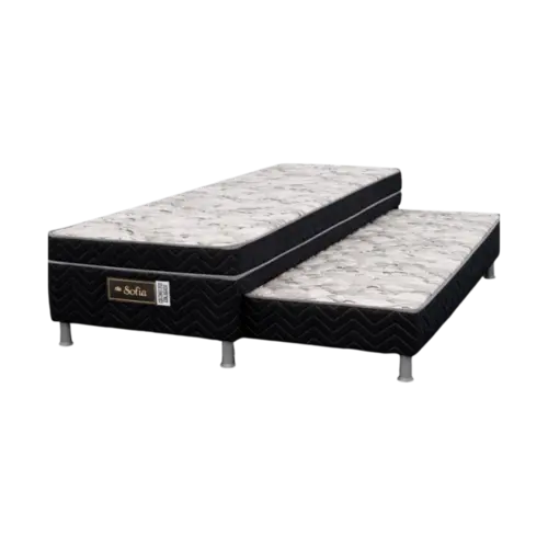 Bicama Eurosono Sofia  Solteirao D28 Cama e Auxiliar  88X188X53 Preto Branco