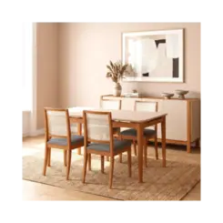 Sala De Jantar Cimol Marcela Madeira Tauari 4 Cadeiras Off White Grafite