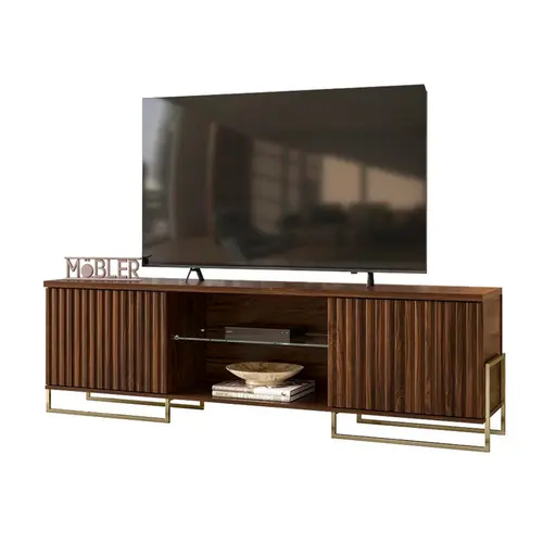 Rack Bancada Metallic 1.8 Mobler Para TV Ate 75" Polegada Palisandro