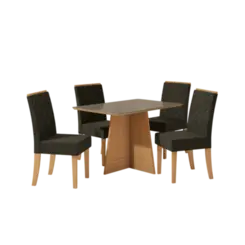 Sala De Jantar Kappesberg Lotus Tampo De Vidro 4 Cadeiras Freijo Canela