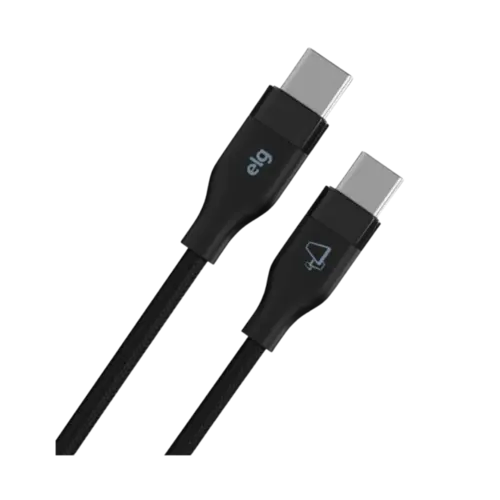 Cabo ELg USB-C 100W Nylon Trancado Reforcado 1 Metro  Preto