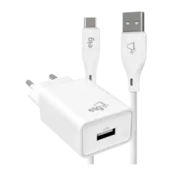 Kit Carregador Universal Com Cabo USB Tipo-C 2.4A de 1 Metro Branco