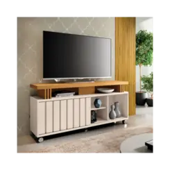 Rack Bancada Briz 1.3 Hb Moveis Para Tv ate 50 Polegadas Off White/Cinamomo