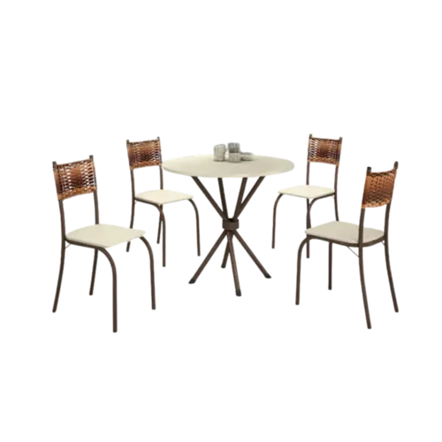Sala de Jantar Atlanta Teixeira 4 Cadeiras Marrom Off White