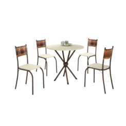 Sala de Jantar Atlanta Teixeira 4 Cadeiras Marrom Off White