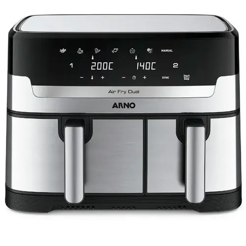 Fritadeira Arno Air Fryer Dual AFD2 8,3 Litros Digital 18000 Preto Inox  127V