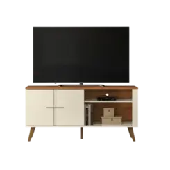Rack Bancada Ilheus Mobler Para TV's De Ate 55" Off White Canela