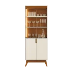 Cristaleira Mobler Paraty 4 Portas 4 Prateleiras Off White Canela