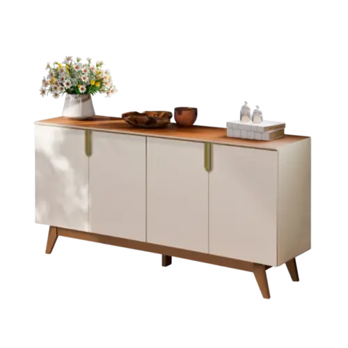 Buffet Mobler Recife 4 Portas 2 Prateleiras  Off White Canela