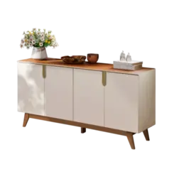 Buffet Mobler Recife 4 Portas 2 Prateleiras  Off White Canela