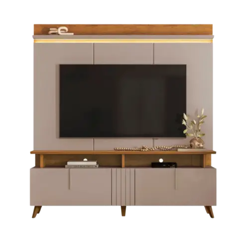 Home Mobler Petropolis 1.8 Com Painel  Para TV De Ate 70" 2 Portas Grigio Fosco Canela