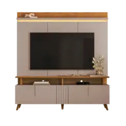 Home Mobler Petropolis 1.8 Com Painel  Para TV De Ate 70" 2 Portas Grigio Fosco Canela