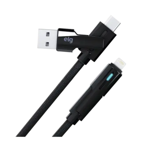 Cabo USB-C ELG  4 Em 1 Nylon Trancado Ate 480 Mbps Preto