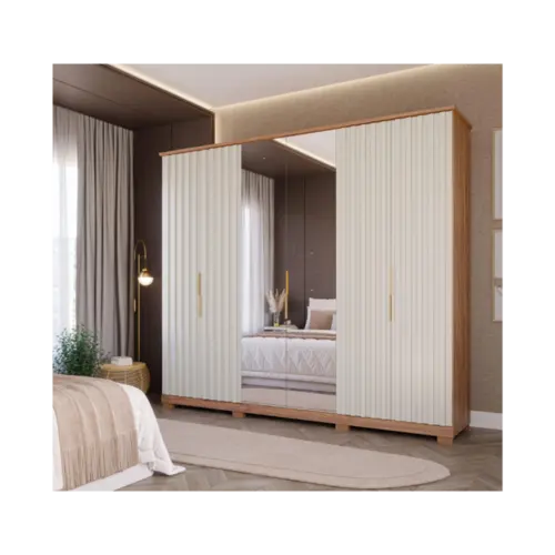 Roupeiro La Belle 100% MDF 6 Portas 6 Gavetas Cinamomo Off White