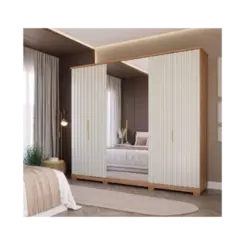 Roupeiro La Belle 100% MDF 6 Portas 6 Gavetas Cinamomo Off White