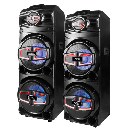Caixa Amplificada Mystic MY-PS599 150W Bluetooth Radio FM e Luz Led Preta