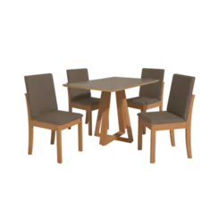 Sala De Jantar Kappesberg Com Tampo De Vidro Temperado 4 Cadeiras Canela Freijo