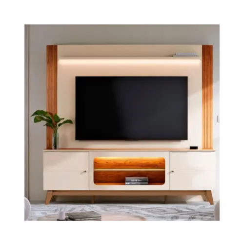 Home Com Painel Maceio MDP e MDF 2 Portas Off White Canela