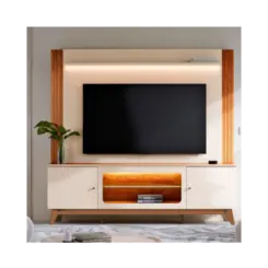Home Com Painel Maceio MDP e MDF 2 Portas Off White Canela