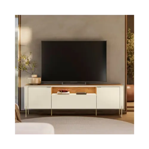 Bancada Dourados Mobler MDP e MDF 2 Portas Off White Canela