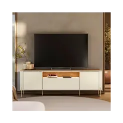 Bancada Dourados Mobler MDP e MDF 2 Portas Off White Canela