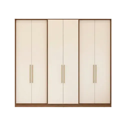 Roupeiro Herval Casal 6 Portas e 4 Gavetas Nogueira Off White