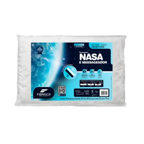 Travesseiro Fibrasca 100% Poliester Nasa e Massageador Branco