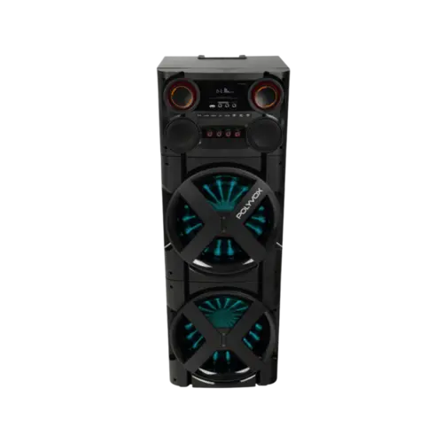Caixa De Som Polyvox Torre 2500W RMS Woofer Duplo De 12" Bluetooth Preto