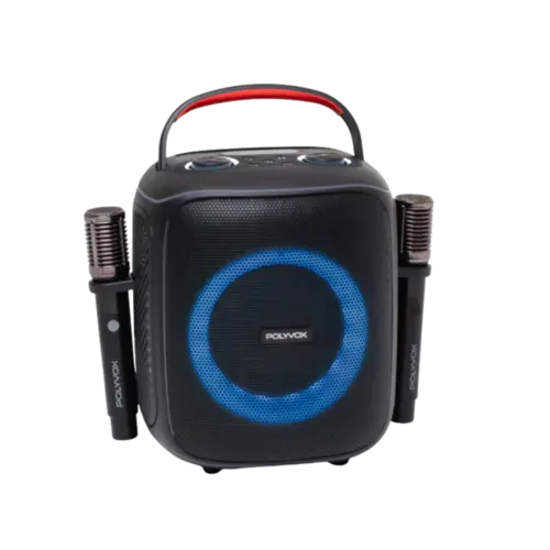 Caixa De Som Polyvox Karaoke Bluetooth Com Microfone Preto
